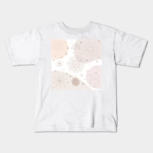 Boho Neutral Space Doodles Aesthetic Design Kids T-Shirt